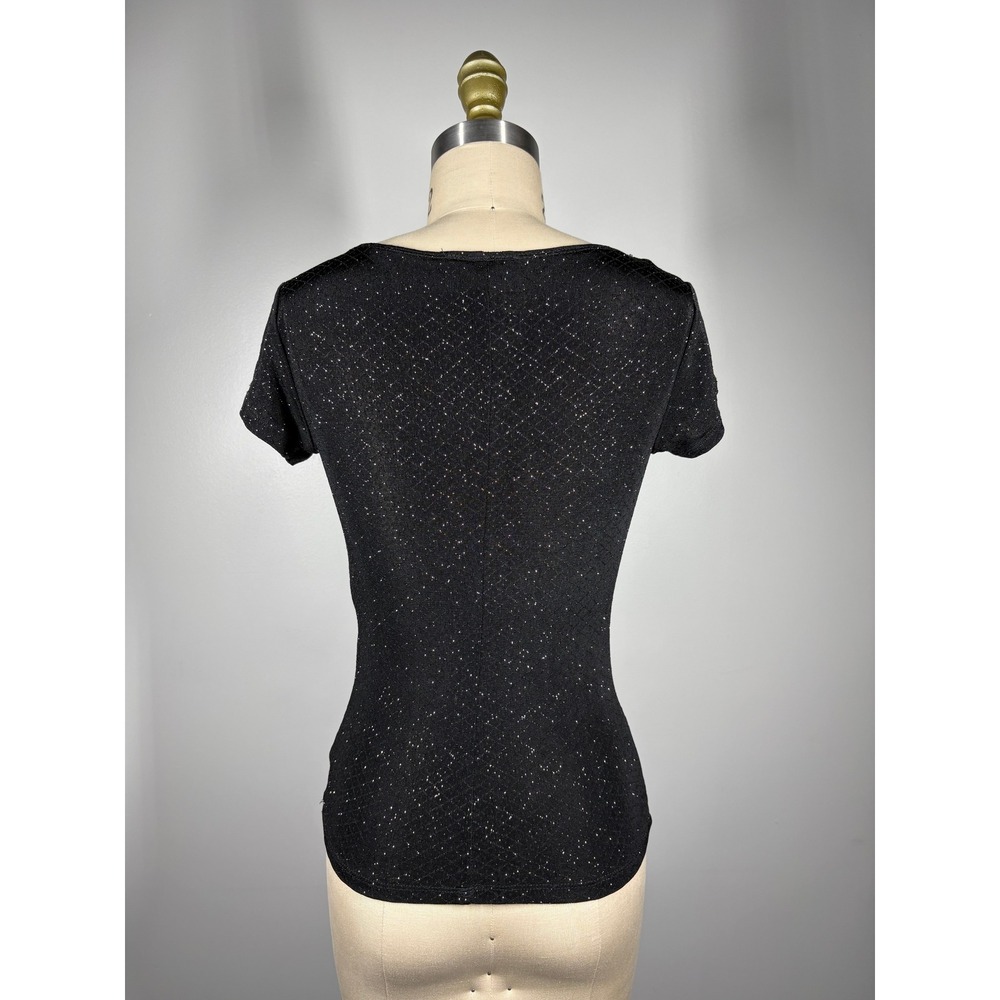 Vintage Y2K Stretchy Glittery Top Small Black Sparkle Whimsigoth 90s Onyx Nite - Picture 6 of 8